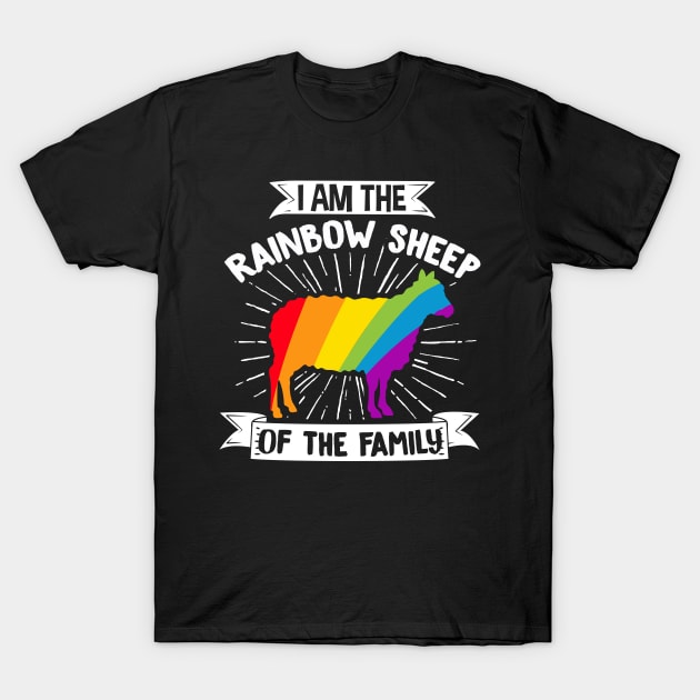 LGBT Lesbian Gay Pride I Am The Rainbow Sheep Of The Family T-Shirt by Caskara